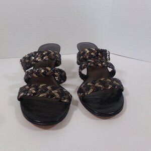 Brighton Tress 7.5 N Multicolored Sandals Open Toed Braided Leather Heel (2.5")